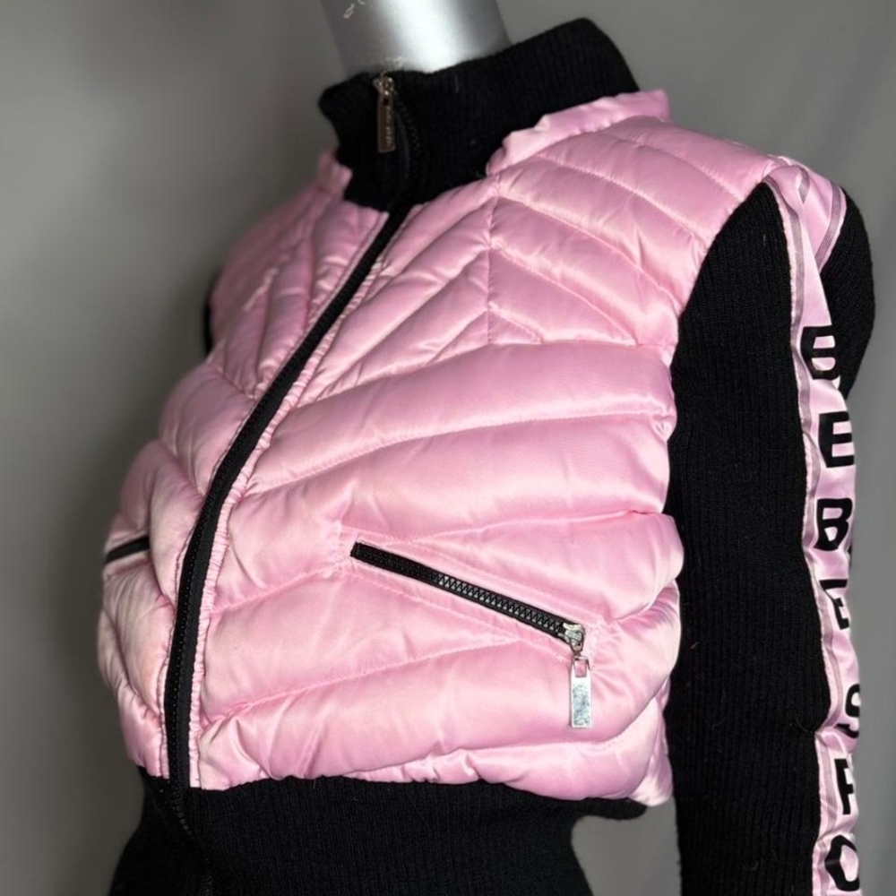 Bebe Pink Black Bomber Jacket